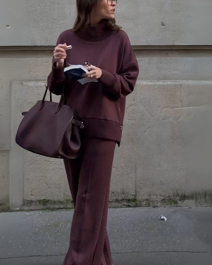 Ariana™ | Conjunto de dos piezas con cuello alto y pantalón amplio