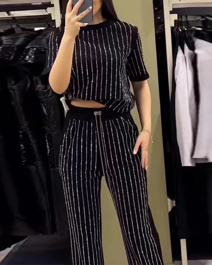 Valeria™ | Conjunto de dos piezas con pantalones y camisa