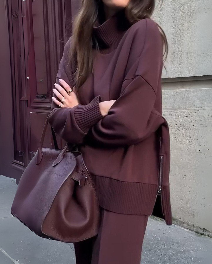 Ariana™ | Conjunto de dos piezas con cuello alto y pantalón amplio