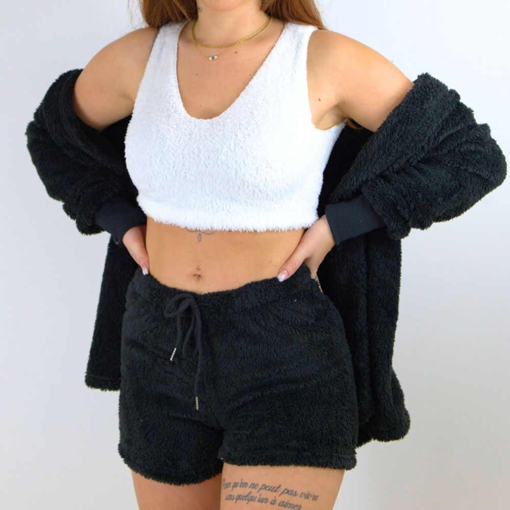 Meliora™ | Pijama corto afelpado de tres piezas